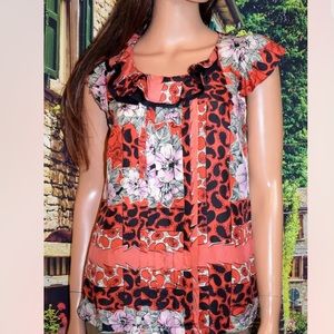 Odille by anthropology silk blouse printed 6